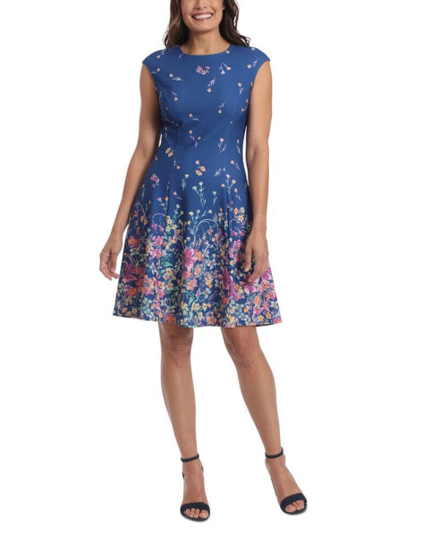 Petite Printed Fit & Flare Dress