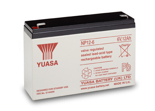 Батарея Yuasa NP12-6 Sealed Lead Acid 6V White 12000 mAh 2.05 kg