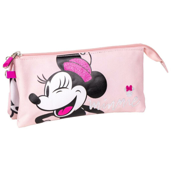 Пенал школьный Minnie Mouse Тройной Розовый 22,5 x 2 x 11,5 см
