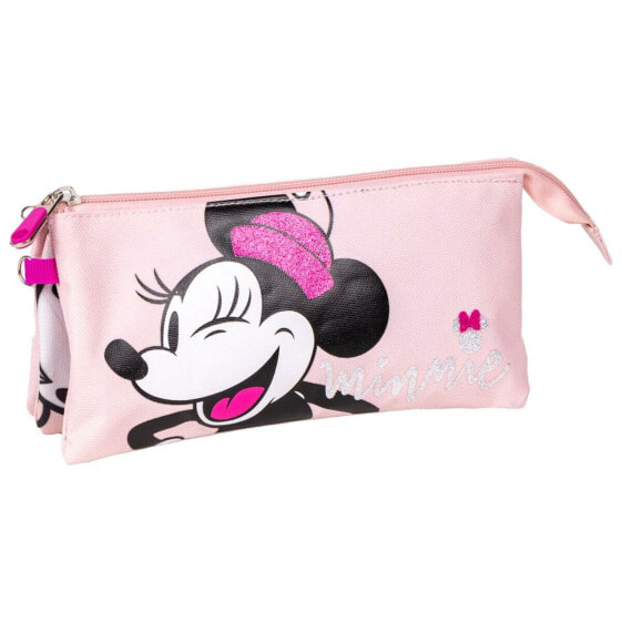 Тройной пенал Minnie Mouse 22,5 x 2 x 11,5 cm Розовый