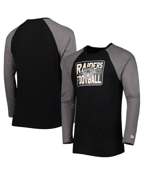 Men's Black Las Vegas Raiders Throwback Raglan Long Sleeve T-shirt