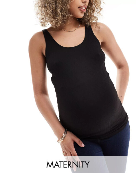 Vero Moda Maternity seamless vest top in black