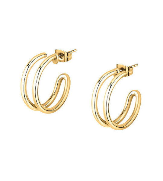 Minimalist gold-plated hoop earrings Creole SAVN07
