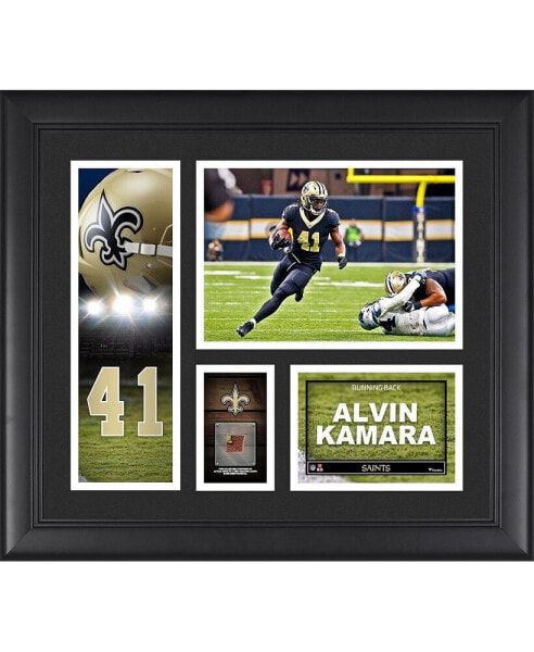 Alvin Kamara New Orleans Saints Framed 15" x 17" Player Collage with a Piece of Game-Used Ball