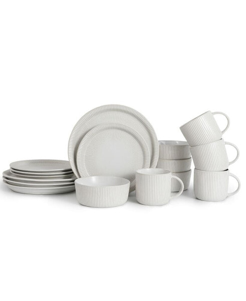 Parchment Embossed 16 Piece Dinnerware Set, Service for 4