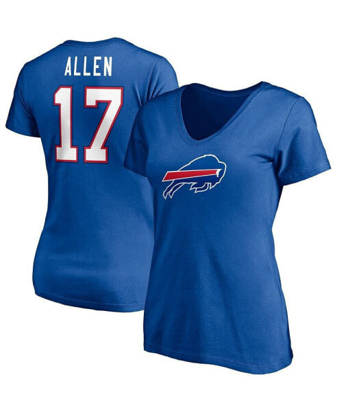 Women's Josh Allen Royal Buffalo Bills Player Icon Name and Number V-Neck T-shirt