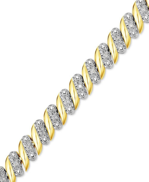 Diamond (1/4 ct. t.w.) Zig Zag Bracelet in 14k Gold-Plated Sterling Silver