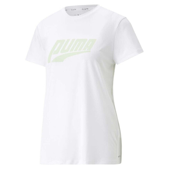Puma Run Logo Crew Neck Short Sleeve T-Shirt Womens White Casual Tops 52326652