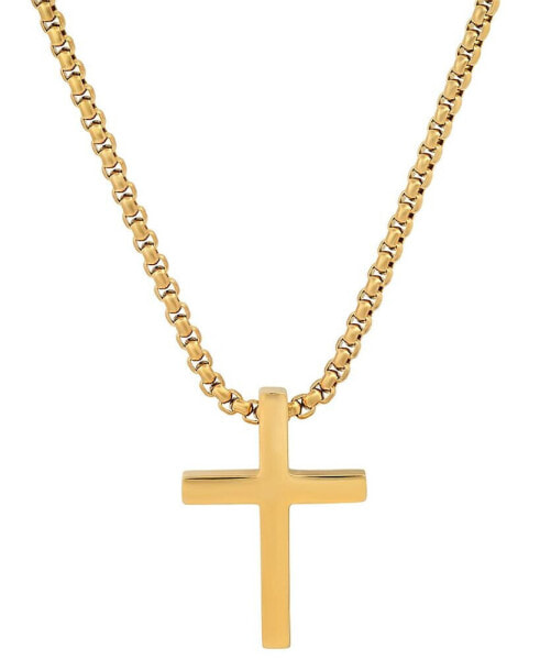 Men's Polished Cross Pendant Necklace, 24"