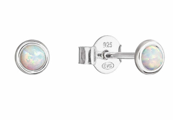 Silver earrings with white synthetic opals 11338.1