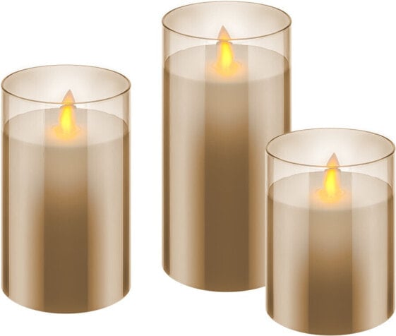 Goobay Set of 3 LED Real Wax Candles in Glass - 0.03 W - LED - 1 bulb(s) - 10000 h - Warm white - 2700 K