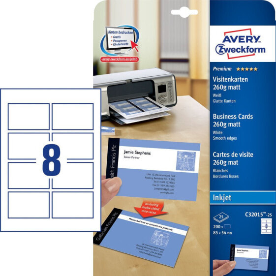 Avery Zweckform Quick&Clean A4 Business Cards - 260 g/m² - 25 sheet