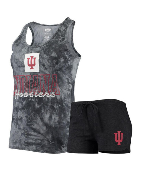 Women's Charcoal Indiana Hoosiers Billboard Tie-Dye Tank Top and Shorts Set