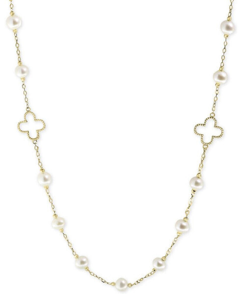 Pearl by EFFY® White Cultured Freshwater Pearl (6mm) 32" Statement Necklace in 14k Gold