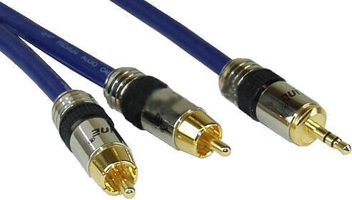 InLine Audio Cable Premium 2x RCA male / 3.5mm male gold plated 5m