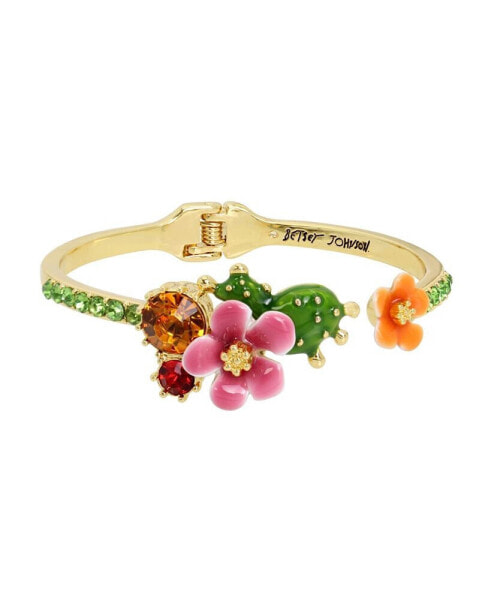 Faux Stone Flower Bangle Bracelet