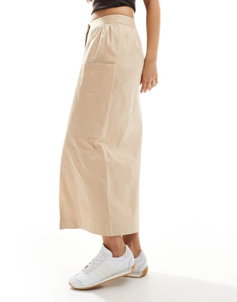 Closet London cargo pencil midi skirt in neutral