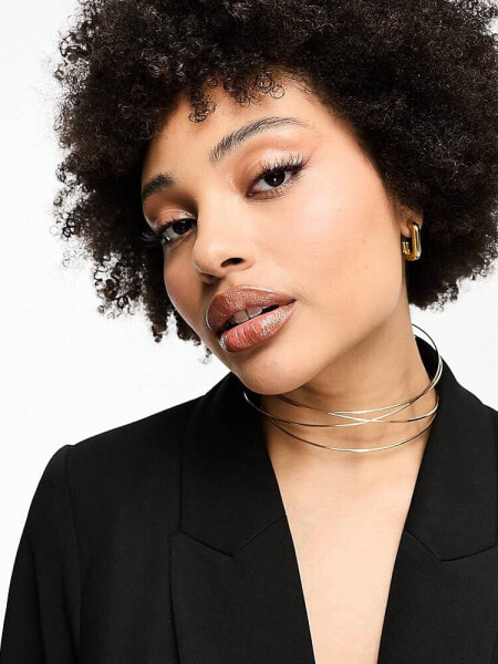 ASOS DESIGN Curve torque choker necklace with multi wire detail in gold tone