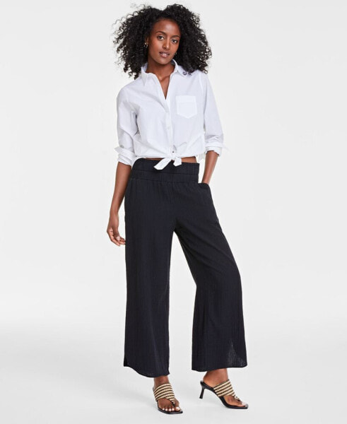 Women's Gauze Dolphin-Hem Ankle Pants, Created for Macy's