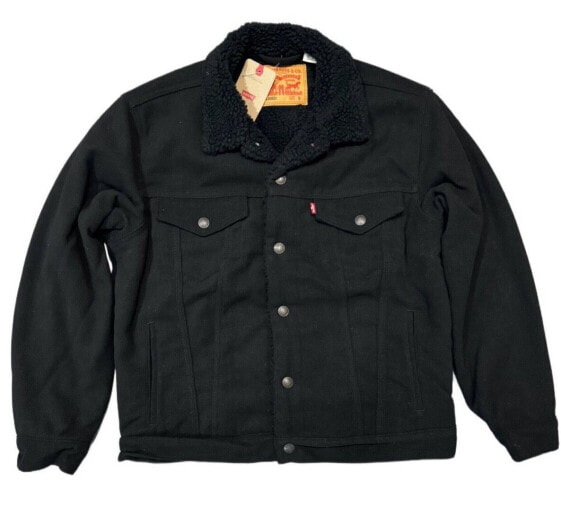 Levi's Men's Relaxed Fit Sherpa Trucker Jacket Black Canvas A57840003