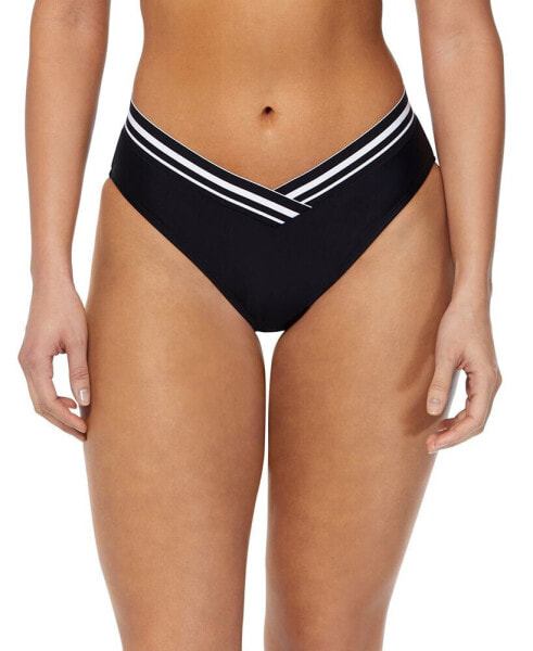 Women's Striped-Trim V-Waist Bikini Bottoms