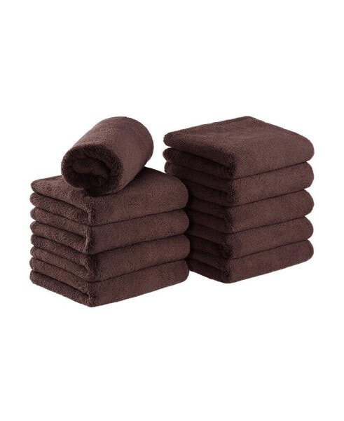 Bleach-Safe Coral Fleece Salon Towels (Pack of 10, 16x27 in.), Soft Microfiber Material, Absorbent Hair Drying Towel Set, Perfect for Salon and Spa