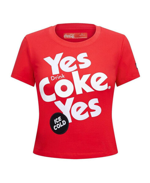 Women's Red Coca-Cola Yes Coke Yes Baby Doll Cropped T-Shirt