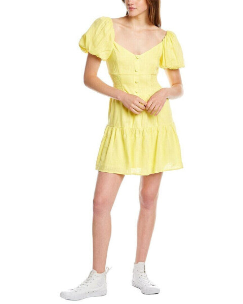 Dnt Smocked Linen-Blend Mini Dress Women's