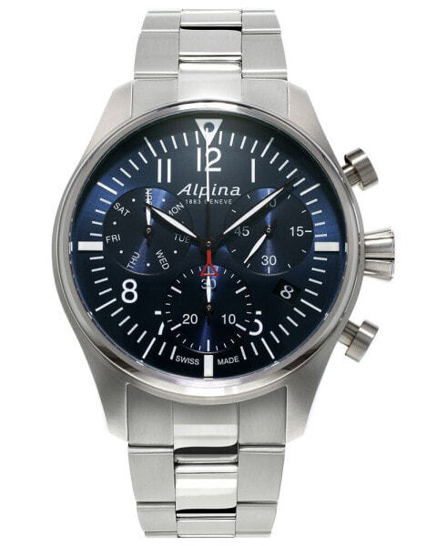 Men's Swiss Automatic Chronograph Startimer Pilot Stainless Steel Bracelet Watch 42mm