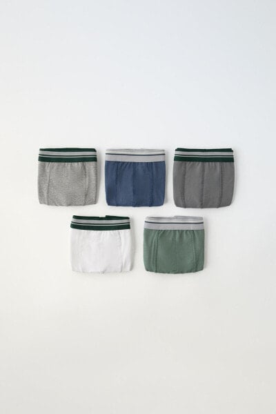 6-14 YEARS/ PACK OF FIVE STRIPED BOXERS