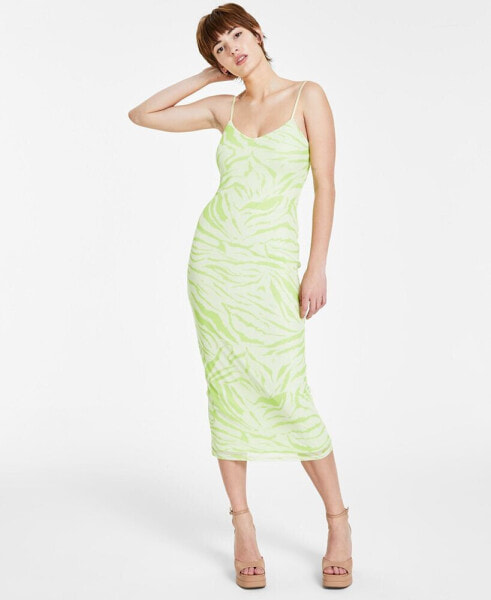 Women's Animal-Print Mesh Midi Slipdress, Created for Macy's