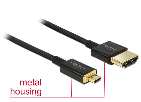 Delock 85119 - 0.25 m - HDMI Type A (Standard) - HDMI Type D (Micro) - 3840 x 2160 pixels - 3D - Black