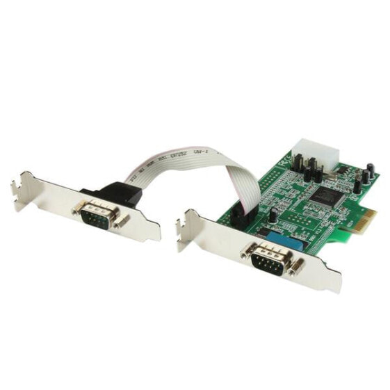 StarTech.com 2 Port Low Profile Native RS232 PCI Express Serial Card with 16550 UART - PCIe - Serial - PCIe 1.1 - RS-232 - Green - ASIX - MCS9922CV-AA
