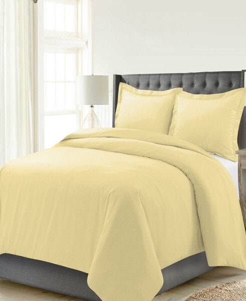 Luxury Weight Solid Cotton Flannel Duvet Cover Set, Full/Queen