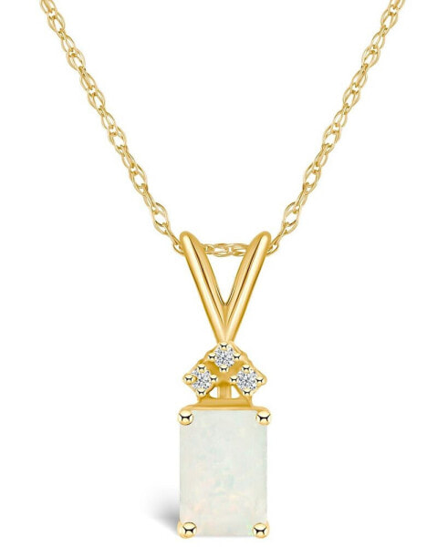 Opal (1/2 ct. t.w.) and Diamond Accent Pendant Necklace in 14K White Gold or 14K Yellow Gold