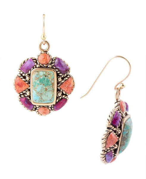 Inca Genuine Multi Stone Round Drop Earrings