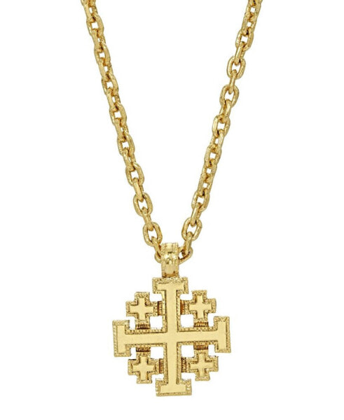 Symbols of Faith 14K Gold-Dipped Jerusalem Cross Pendant Necklace