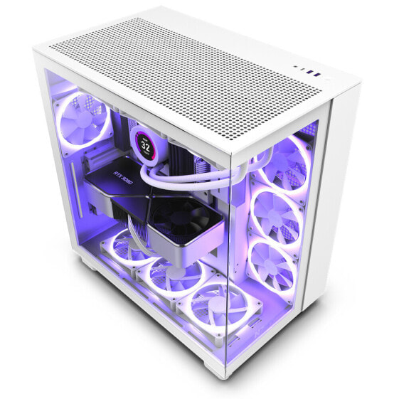 NZXT H9 All white - Midi Tower - PC - White - ATX - micro ATX - Mini-ITX - Steel - Tempered glass - 16.5 cm