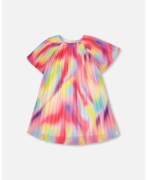 Girl Pleated Chiffon Dress Rainbow - Toddler Child
