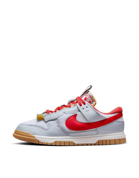 Nike Air Dunk Jumbo trainers in grey and red