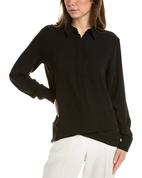 T Tahari Dropped-Shoulder Blouse Women's Black Xs