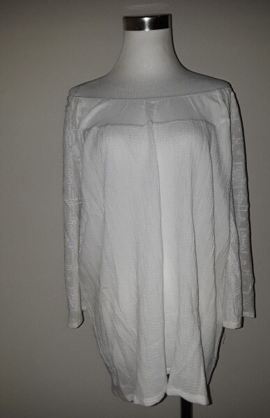 Блузка XCVI с рукавами 3/4 и вышивкой без плеча белого цвета размер M