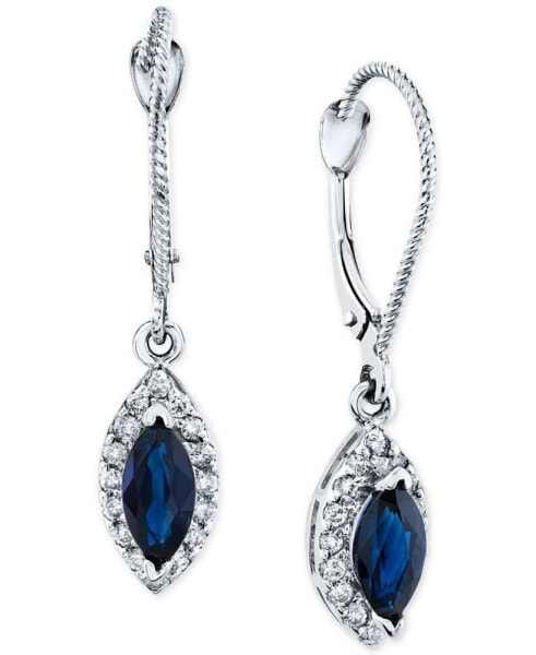 Серьги Macys Sapphire & Diamond Marquise Halo