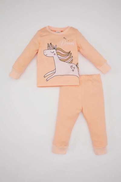 Kız Bebek Unicorn Baskılı Uzun Kollu Pijama Takımı C0666A524SP
