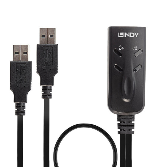 Lindy KM keyboard & Mouse Switch USB for 2 PCs - Black