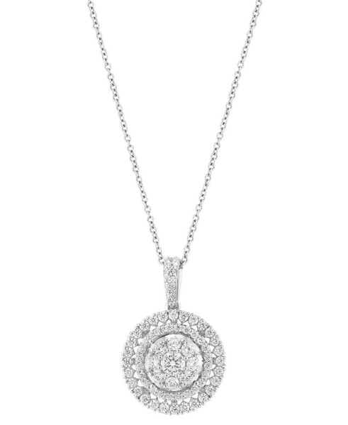 EFFY Collection eFFY® Diamond Circle Cluster 18" Pendant Necklace (1-1/4 ct. t.w.) in 14k White Gold