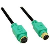 InLine PS/2 cable - M/F - black/green - golden contacts - 2m