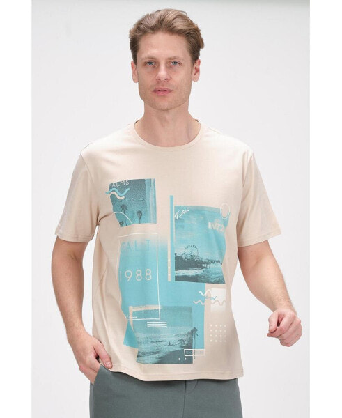 Men's Modern Print Fitted Cali T-shirt