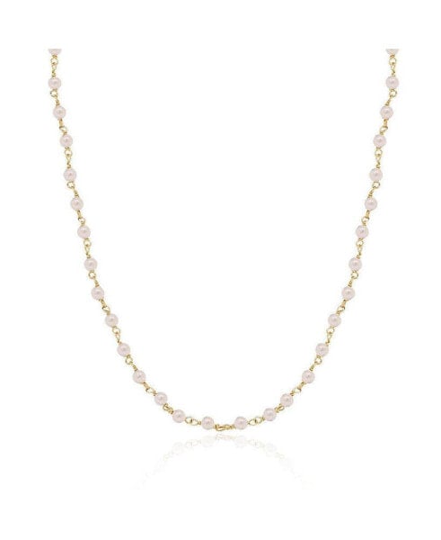 Pearl Bead Chain Necklace 14K Gold