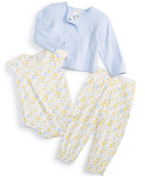 Baby Girls Cardigan, Bodysuit and Pants, 3 Piece Set, Created for Macy's